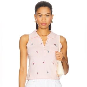 Free People Pepper Knit Polo in Pink